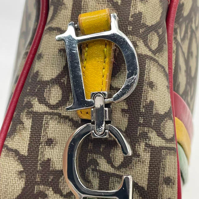 Dior No. 2 Rasta Trotter Camera Bag Beige Monogram Red Yellow Green Web Strap