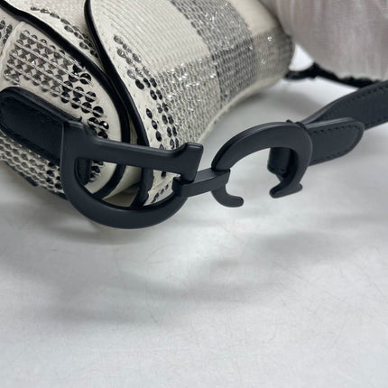 Sold Dior Saddle Mini Beaded Black and White checkered Pattern