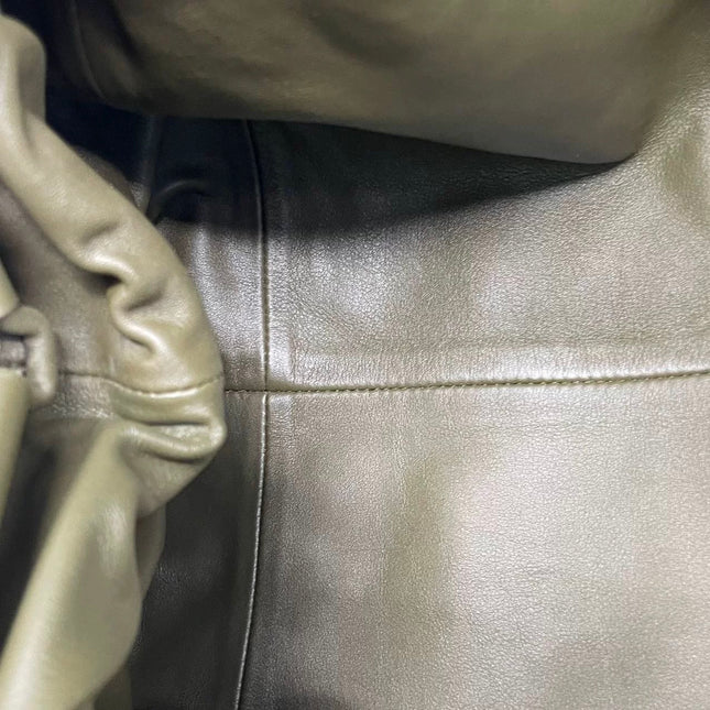 Bottega Veneta Pouch Calfskin Leather Dark Green Large