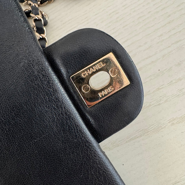 Chanel Classic Flap Rectangular Mini Black Lambskin Leather Gold Hardware