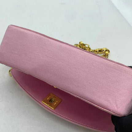 Chanel Diana Flap Bag 1990 Mini Pink Silk Satin Bijou Chain
