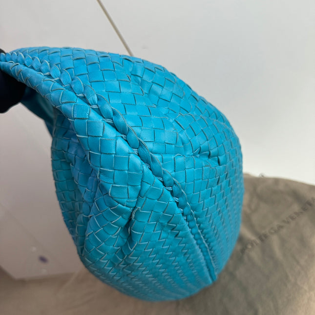 Sold Bottega Veneta Belly Hobo Intrecciato Lambskin Leather Sky Blue Large 50cm