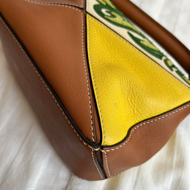 Loewe x William De Morgan Puzzle Mini Embroidered Brown Yellow Multicolor