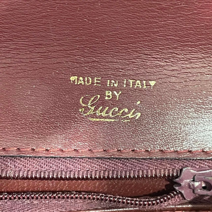 Gucci Vintage Bag Burgundy Lizard Leather Blue Lapis Lazuli Stone Gold-tone Hardware