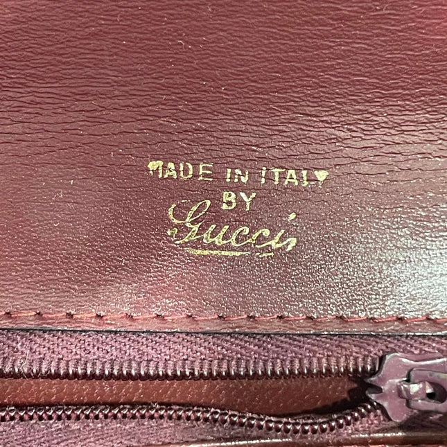 Gucci Vintage Bag Burgundy Lizard Leather Blue Lapis Lazuli Stone Gold-tone Hardware