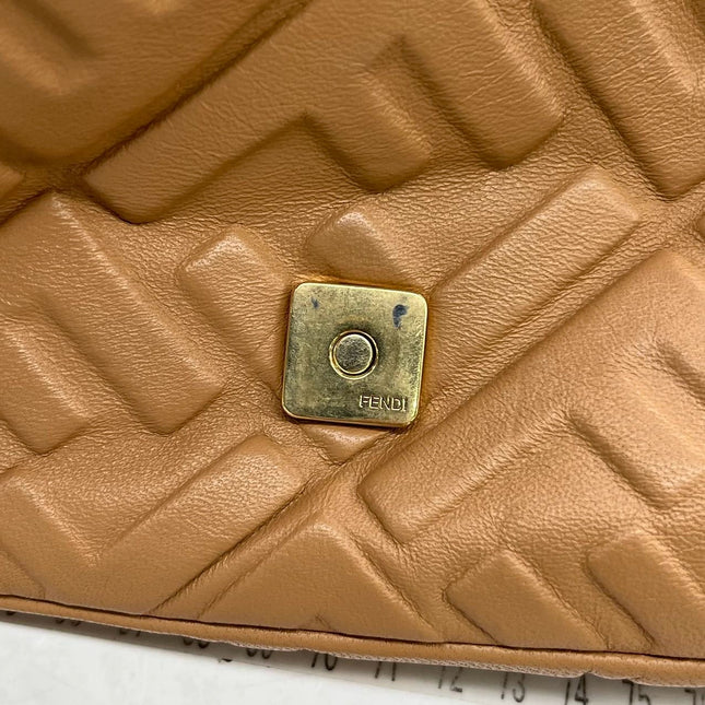 Sold FENDI Baguette Camel Leather 3D FF Motif Crossbody bag