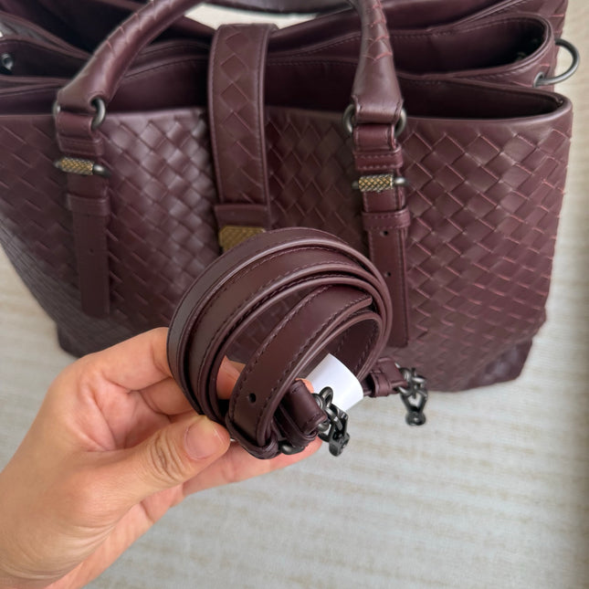 Bottega Veneta Roma Burgundy Intrecciato Nappa Leather Large 35cm
