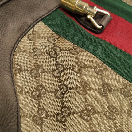 Gucci Jackie 1961 Soft Medium Brown Suede Leather and Monogram Web