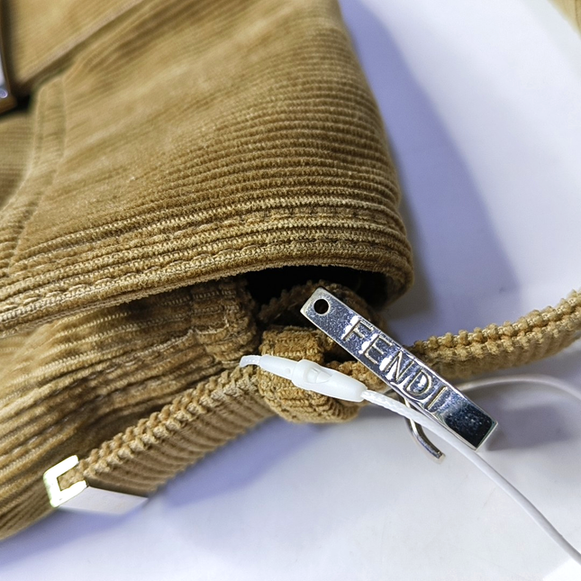 FENDI Baguette Vintage Corduroy Beige Brown Shoulder Bag
