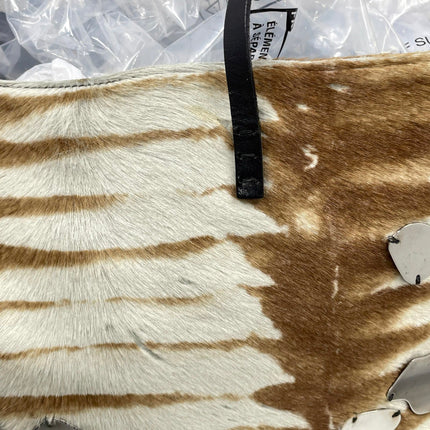 Fendi Brown and White Zebra Print Ponyhair Tote with Metal Plates