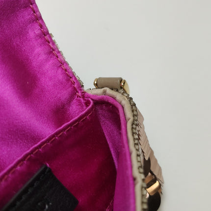 Fendi Nano Baguette Charm Pink Sequins Satin Interior Chain Strap