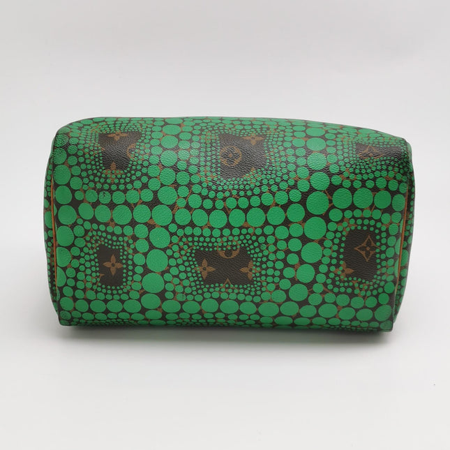 Louis Vuitton Kusama Town Speedy 30 Green Top Handle Bag