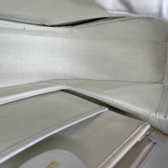 Gucci Bamboo 1947 Medium Vintage White Grained Leather With Strap