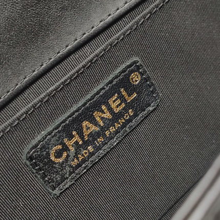 Chanel Le Boy Small Black Lambskin Leather Antiqued Gold Hardware