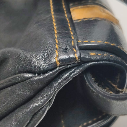 Dior Vintage Gaucho Large Black Leather Crossbody Bag