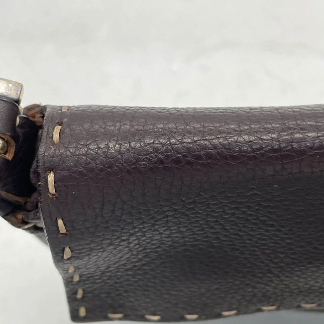 Fendi Baguette Selleria Calfskin Leather Brown Shoulder Bag