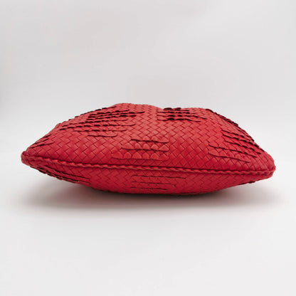 Bottega Veneta Intrecciato Hobo Bag Medium Red Cutout Lambskin leather