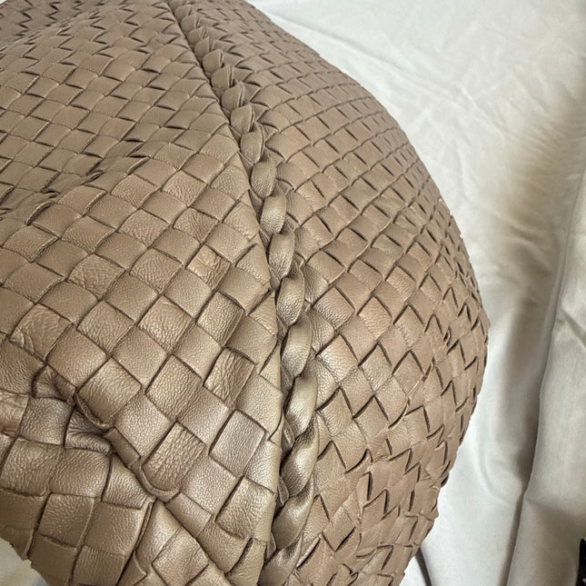 Bottega Veneta Belly Hobo Intreccio Leather Grey Large 50cm