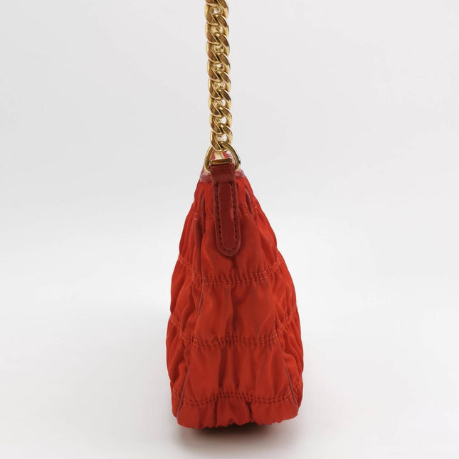Sold Prada Tessuto Nylon Gaufre Crossbody Bag Red with Gold-tone Hardware