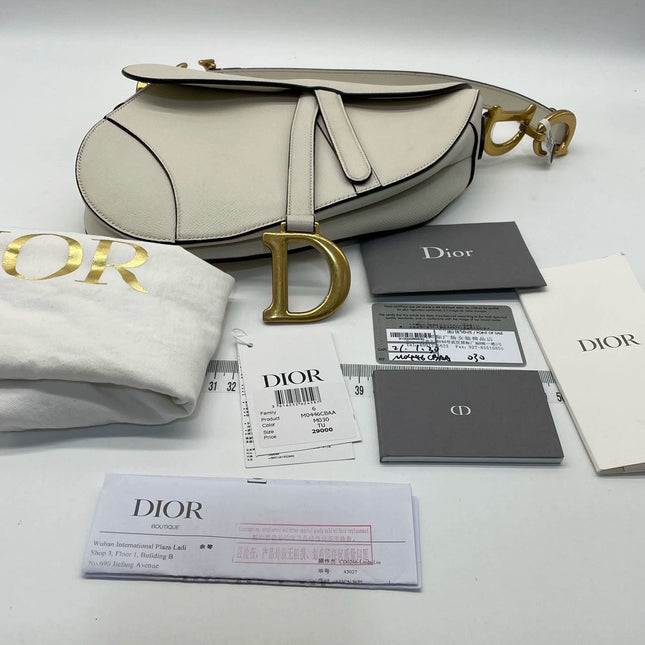 Sold Dior Saddle White Medium Grained Leather Handbag