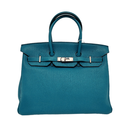 Hermes Birkin 35 Clemence Leather 7W Bleu Izmir Blue Palladium Hardware 2012-Luxbags