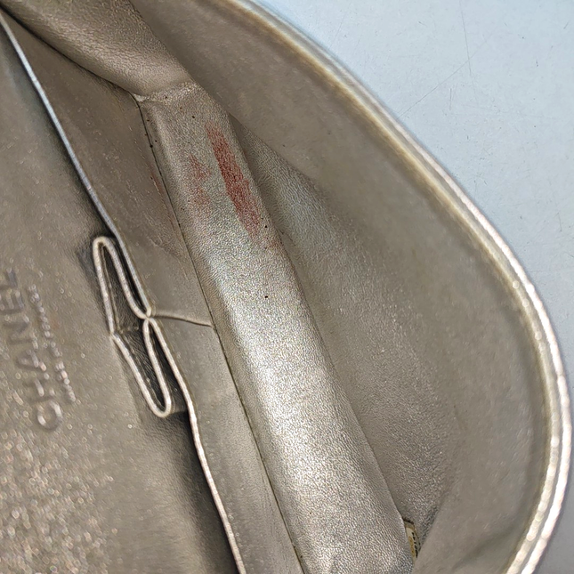 Chanel Classic Flap Medium Silver Lambskin Leather Silver Hardware