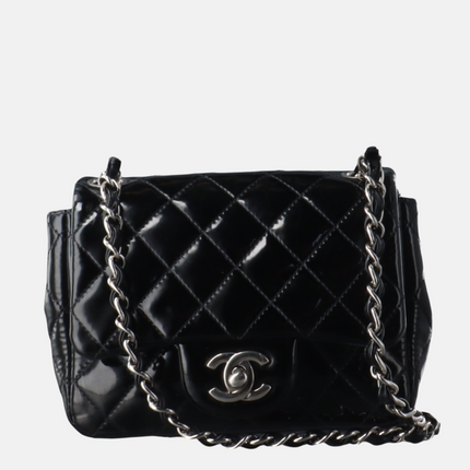 Chanel Classic Flap Mini Square Black Patent Lambskin Crossbody Bag, 2012-2013-Luxbags