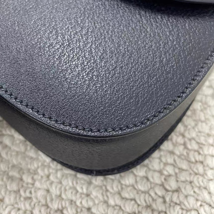 Gucci Bamboo 1947 Small Black Grained Leather Top Handle Bag