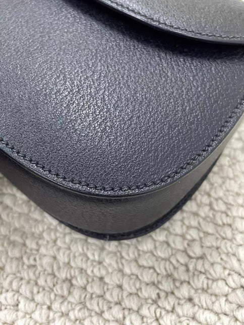 Gucci Bamboo 1947 Small Black Grained Leather Top Handle Bag