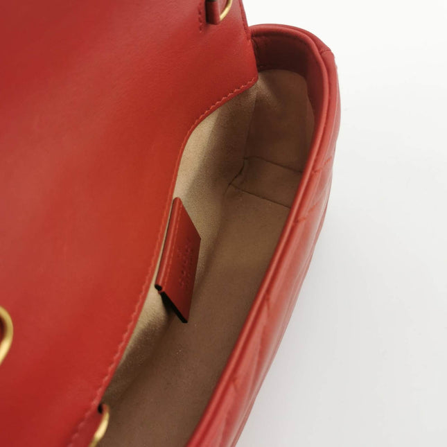 Sold Gucci Marmont Super Mini Flap Leather Bag Red Leather