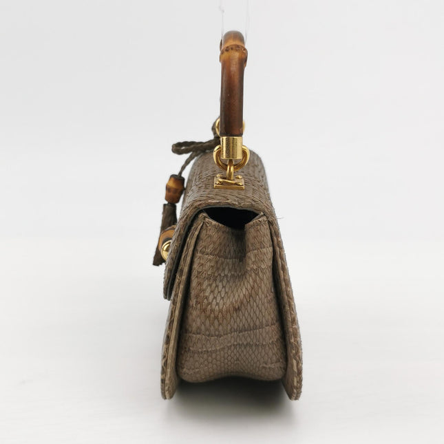 Gucci Bamboo 1947 Night Mini Python Snake Skin Evening Bag with Chain