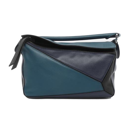 Loewe Puzzle Small Multicolor Navy Calfskin leather bag-Luxbags