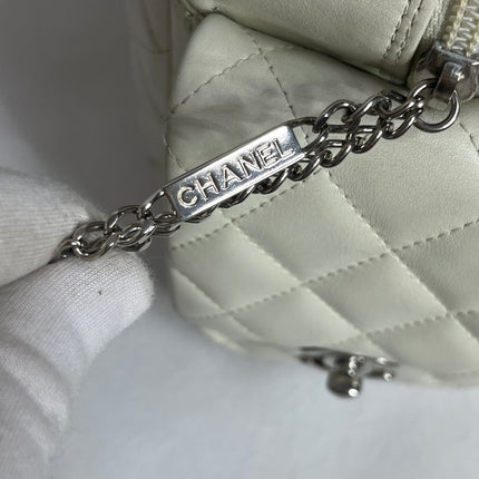 Chanel Cambon Multi-pocket Ligne Reporter Bag Large White Calfskin Leather