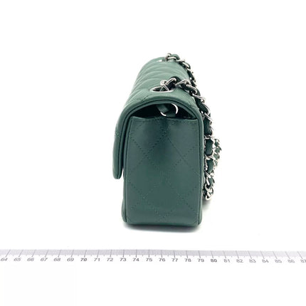 Chanel Classic Flap Mini Rectangular 2019 Green Lambskin Leather Silver Hardware