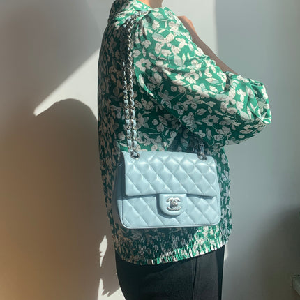 Sold Chanel Classic Flap Rectangular Mini Misty Blue Lambskin, 2011-2012