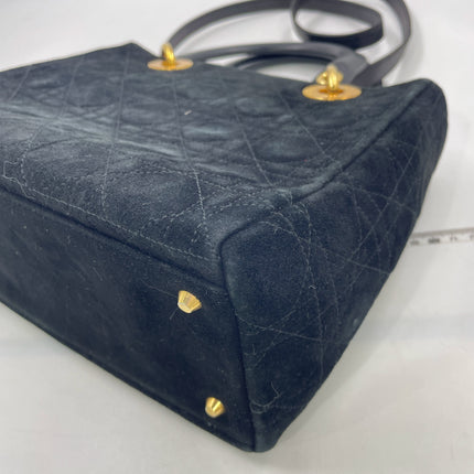 Lady Dior Vintage Medium Black Suede Leather Gold Hardware 1997