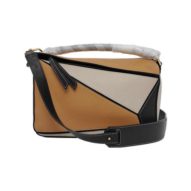 Loewe Puzzle Medium Tricolor Black Yellow Calfskin leather bag-Luxbags