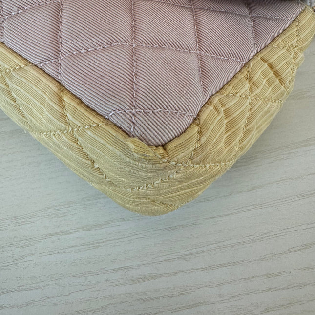 Chanel 2.55 East West Tricolor Fabric Flap Bag with Gold Chain
