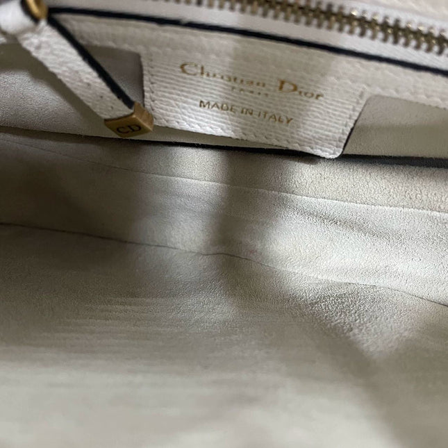 Sold Dior Saddle White Medium Grained Leather Handbag