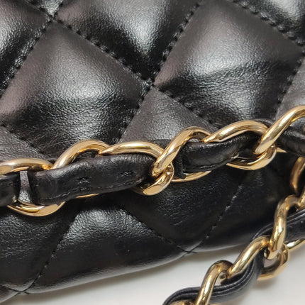 Chanel Classic Flap Jumbo Black Lambskin Leather Single Flap Gold Hardware 2009-2010