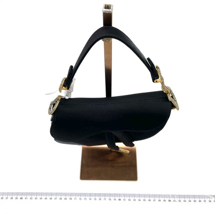 Dior Saddle Mini Silk Black with Crystal Embedded Buckles
