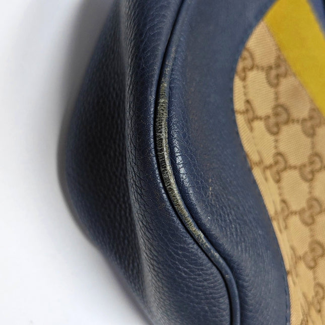 Gucci Jackie 1961 Soft Medium Navy Leather and Monogram