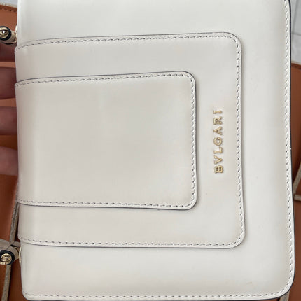 Bvlgari Serpenti Forever Small Leather Top Handle Crossbody Bag White