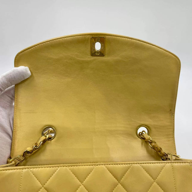 Chanel Diana CC Flap Bag Small Vintage Yellow Lambskin Leather with 24k Gold HW, 1991-1994