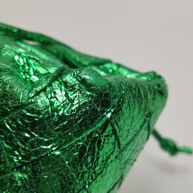 Bottega Veneta Pouch Mini Metallic Green Intrecciato Leather