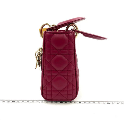 Lady Dior Mini 2020 Dark Red Lambskin Leather Gold HW Chain Strap