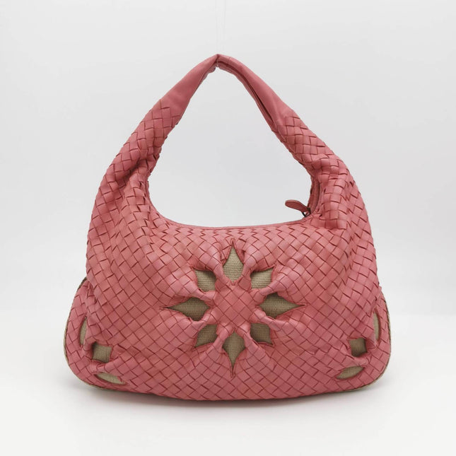 Sold Bottega Veneta Intrecciato Hobo Bag Cherry Blossom Pink Flower Cutout Medium 40cm