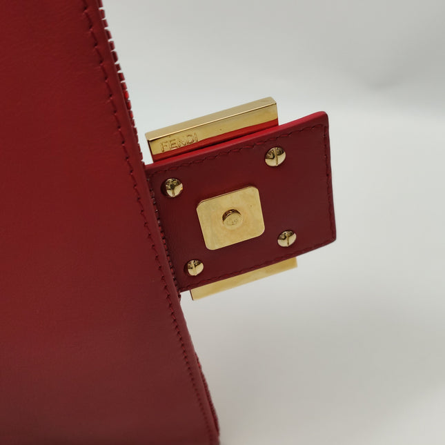Fendi Baguette Medium Red Glitter Sequins Shoulder Bag