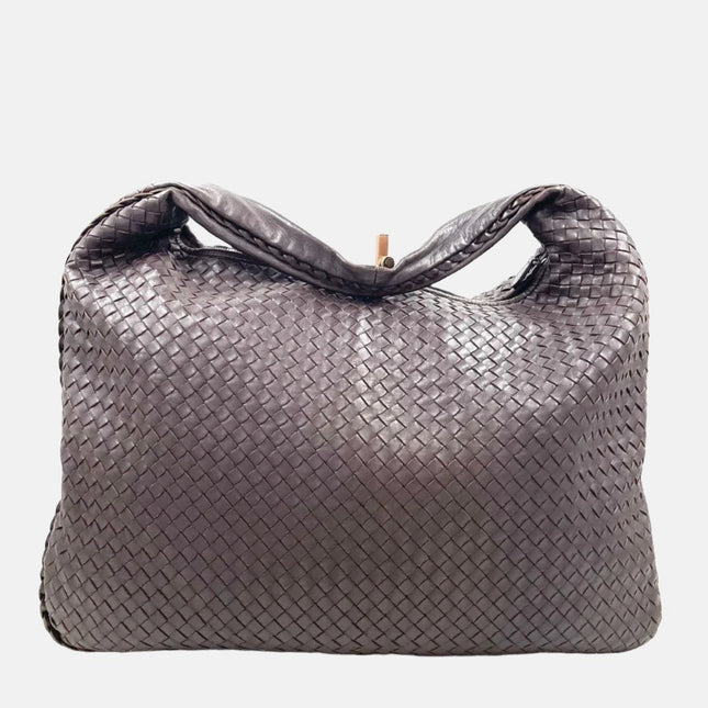 Bottega Veneta Hobo Bag Large Dark Chocolate Brown Lambskin leather 51cm-Luxbags