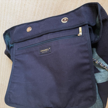 Chanel Deauville Tote Medium Navy Denim Top Handle